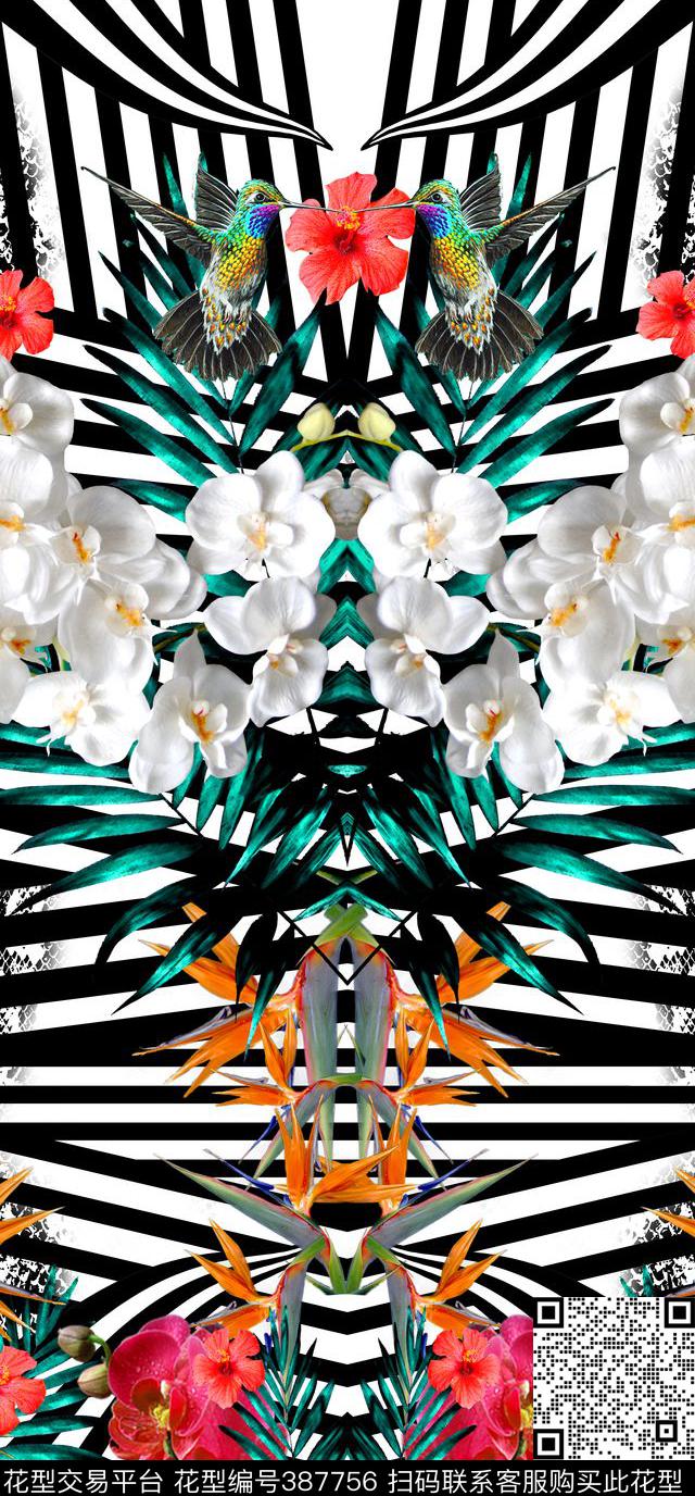 热带植物花卉数码印花华亿平台下载（图片编号: 387756） - 瓦栏（Walan）
