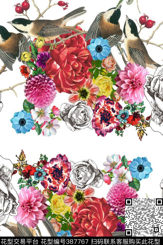 鸟语花香花卉大集合数码印花华亿平台下载（图片编号: 387767） - 瓦栏（Walan）