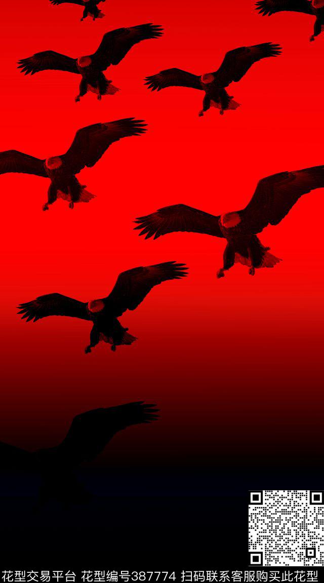 中国风鹰数码印花华亿平台下载（图片编号: 387774） - 瓦栏（Walan）