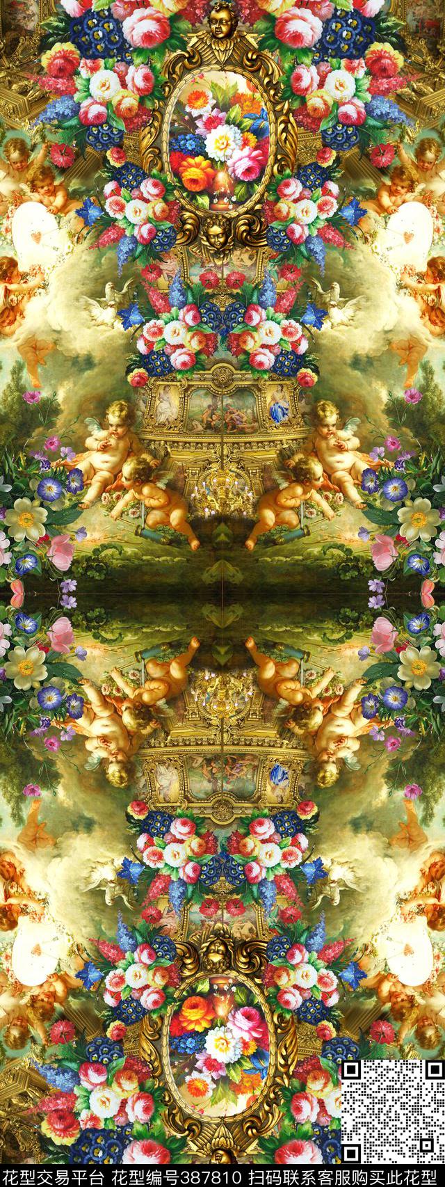 欧式欧式花卉欧式人物数码印花华亿平台下载（图片编号: 387810） - 瓦栏（Walan）