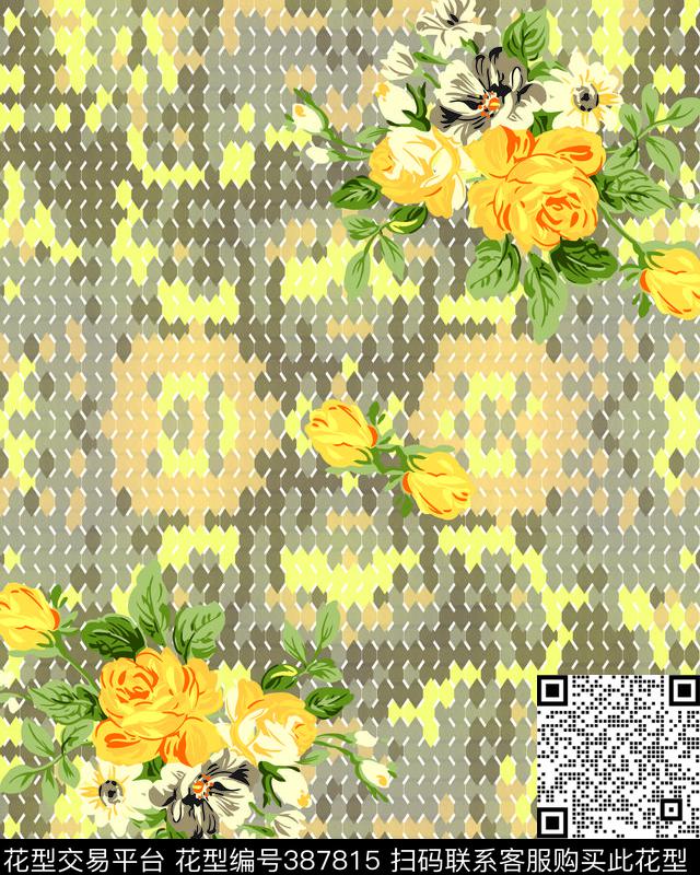 黄色玫瑰土豪金传统印花华亿平台下载（图片编号: 387815） - 瓦栏（Walan）