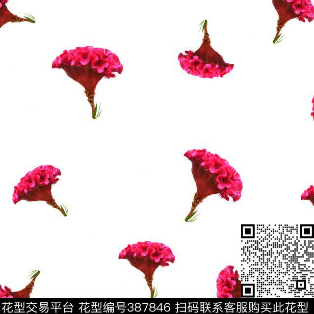 潮流复古鸡冠花数码印花华亿平台下载（图片编号: 387846） - 瓦栏（Walan）