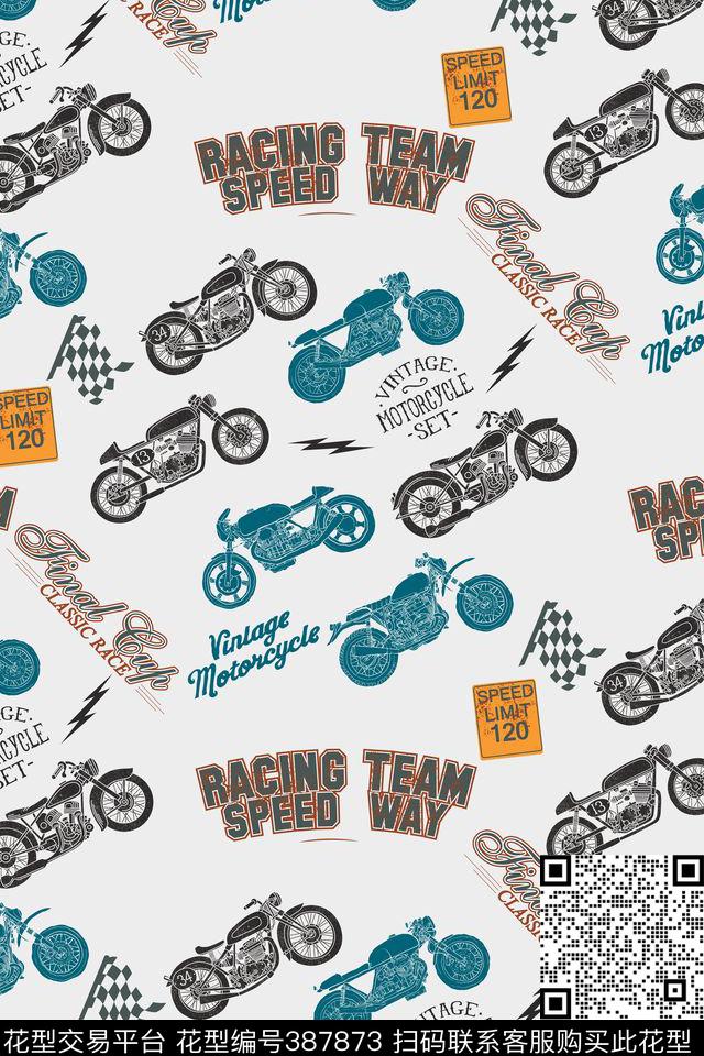 风俗印花摩托车休闲风传统印花华亿平台下载（图片编号: 387873） - 瓦栏（Walan）