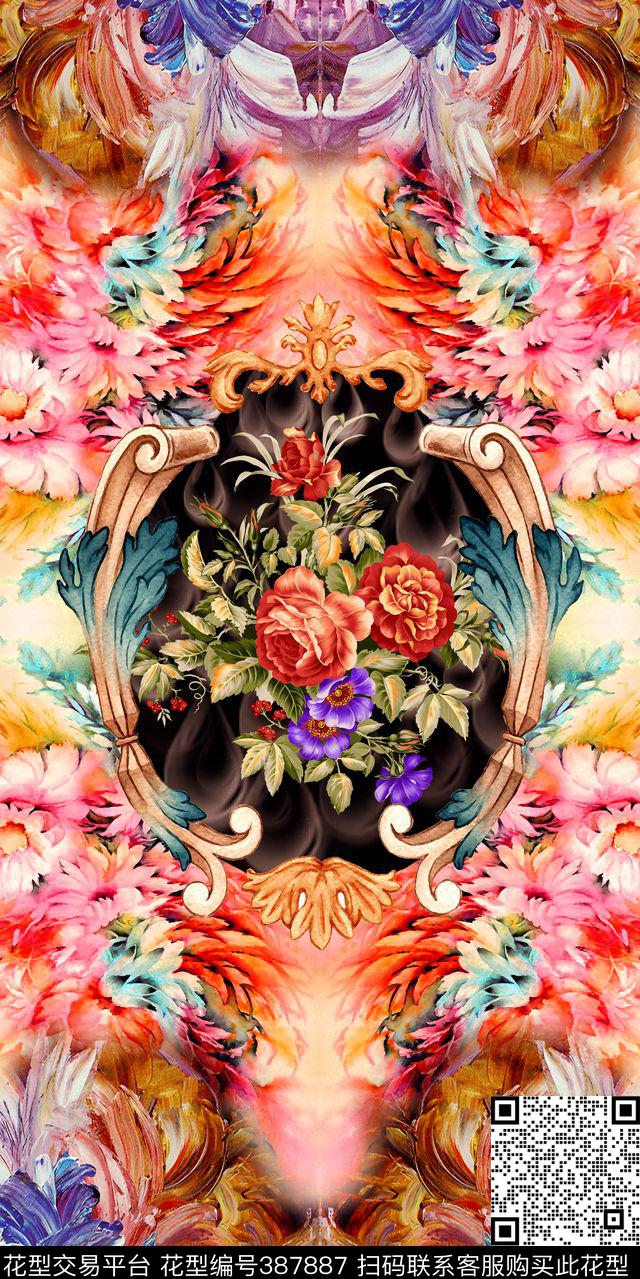 60*120cm\300dpi\tiff花卉时尚数码印花华亿平台下载（图片编号: 387887） - 瓦栏（Walan）