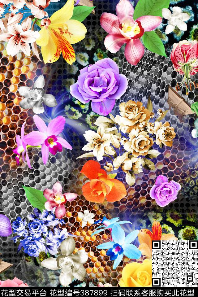 花卉女装多彩数码印花华亿平台下载（图片编号: 387899） - 瓦栏（Walan）