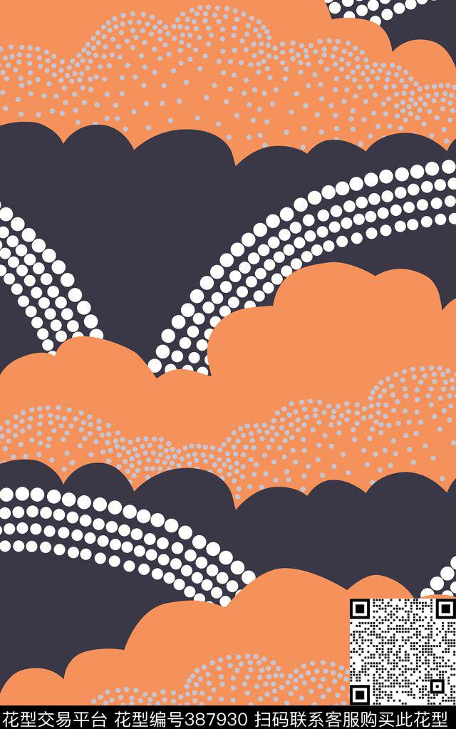 几何云朵彩虹几何卡通传统印花华亿平台下载（图片编号: 387930） - 瓦栏（Walan）