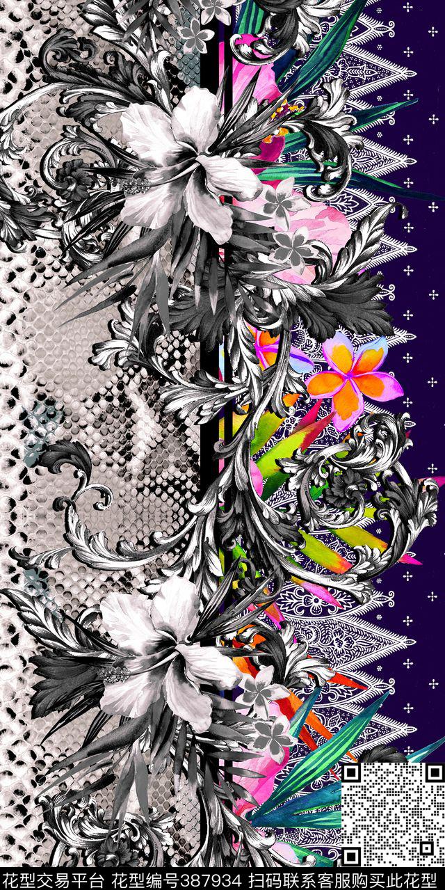 混搭蛇皮数码印花华亿平台下载（图片编号: 387934） - 瓦栏（Walan）