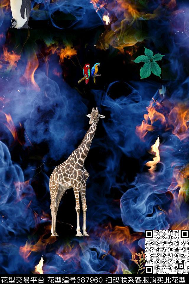 长颈鹿潮流动物数码印花华亿平台下载（图片编号: 387960） - 瓦栏（Walan）