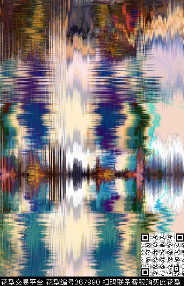 色彩写意抽象机理数码印花华亿平台下载（图片编号: 387990） - 瓦栏（Walan）