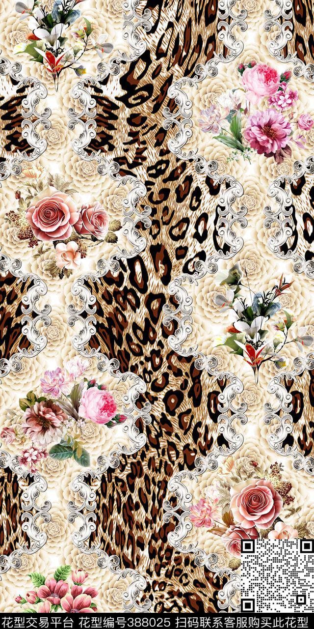 欧式豹纹豹纹花艺彩——时尚动物纹数码印花华亿平台下载（图片编号: 388025） - 瓦栏（Walan）