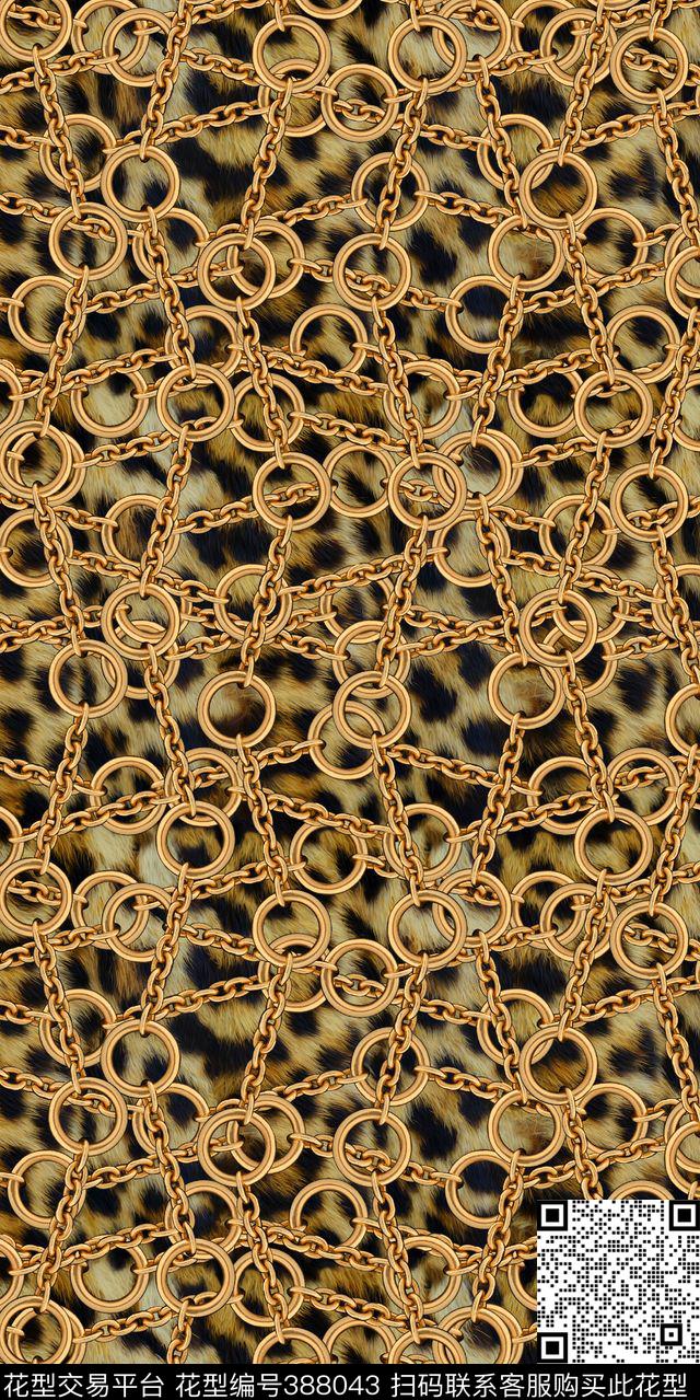 豹纹链条组合虎纹锁链数码印花华亿平台下载（图片编号: 388043） - 瓦栏（Walan）
