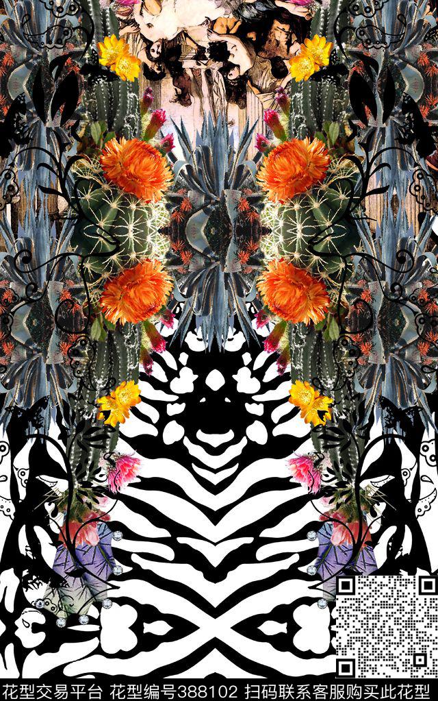 抽象人物花卉花卉篇数码印花华亿平台下载（图片编号: 388102） - 瓦栏（Walan）