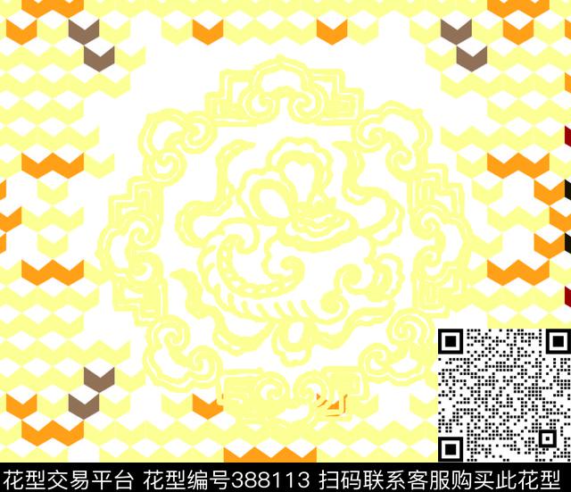 方块黄色立体传统印花华亿平台下载（图片编号: 388113） - 瓦栏（Walan）