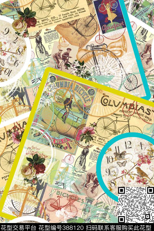 十九世纪复古时间数码印花华亿平台下载（图片编号: 388120） - 瓦栏（Walan）