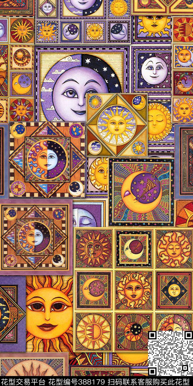 民族风拼贴西方神话数码印花华亿平台下载（图片编号: 388179） - 瓦栏（Walan）