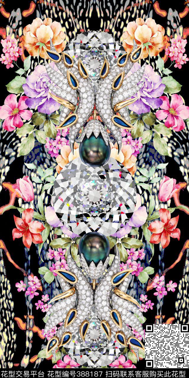 豹纹蛇纹珠宝数码印花华亿平台下载（图片编号: 388187） - 瓦栏（Walan）