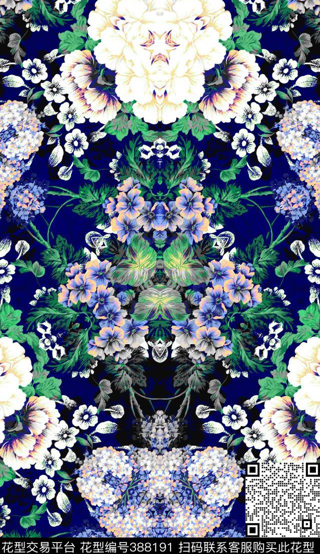 复古花卉花式数码印花华亿平台下载（图片编号: 388191） - 瓦栏（Walan）