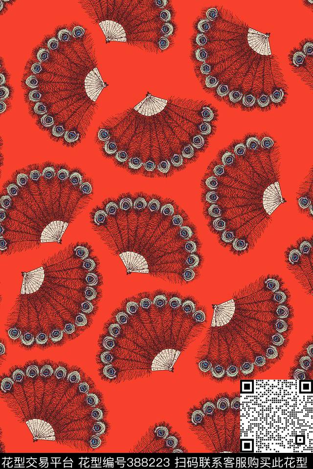 衬衫风俗印花扇传统印花华亿平台下载（图片编号: 388223） - 瓦栏（Walan）