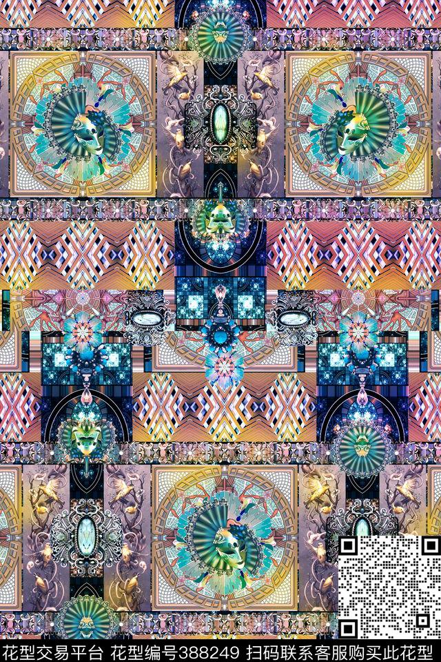 创新几何格子数码印花华亿平台下载（图片编号: 388249） - 瓦栏（Walan）