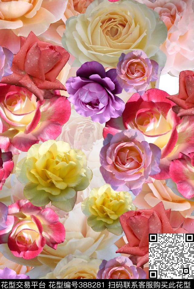 花卉浪漫3D华亿平台数码印花华亿平台下载（图片编号: 388281） - 瓦栏（Walan）