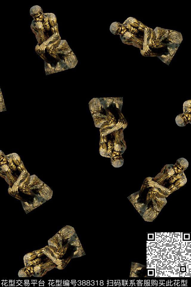 复古男装女装羽绒服文艺雕像铜人立体感金属欧式复古传统印花华亿平台下载（图片编号: 388318） - 瓦栏（Walan）