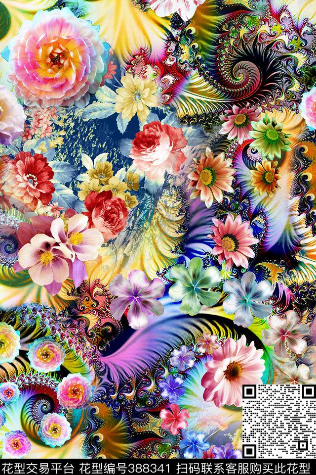 螺旋花绚丽艺彩——绚丽数码风数码印花华亿平台下载（图片编号: 388341） - 瓦栏（Walan）