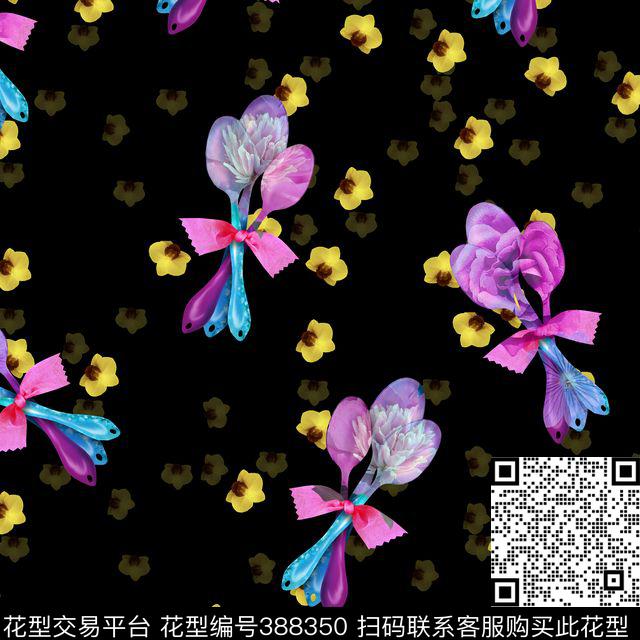 勺子牡丹勺子流行时尚数码印花华亿平台下载（图片编号: 388350） - 瓦栏（Walan）