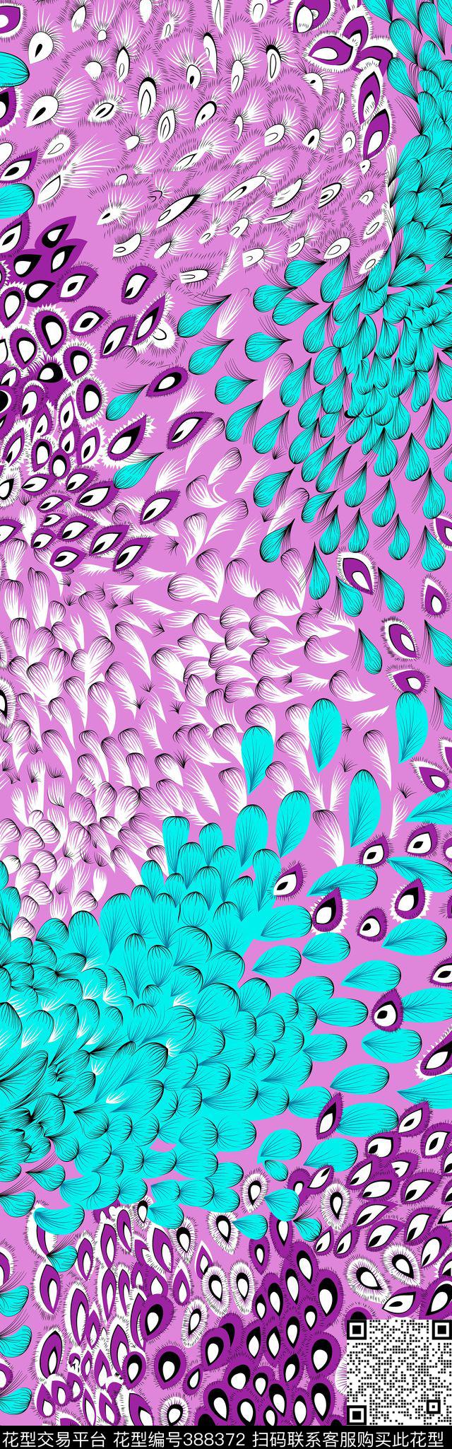 满底欧美羽毛传统印花华亿平台下载（图片编号: 388372） - 瓦栏（Walan）