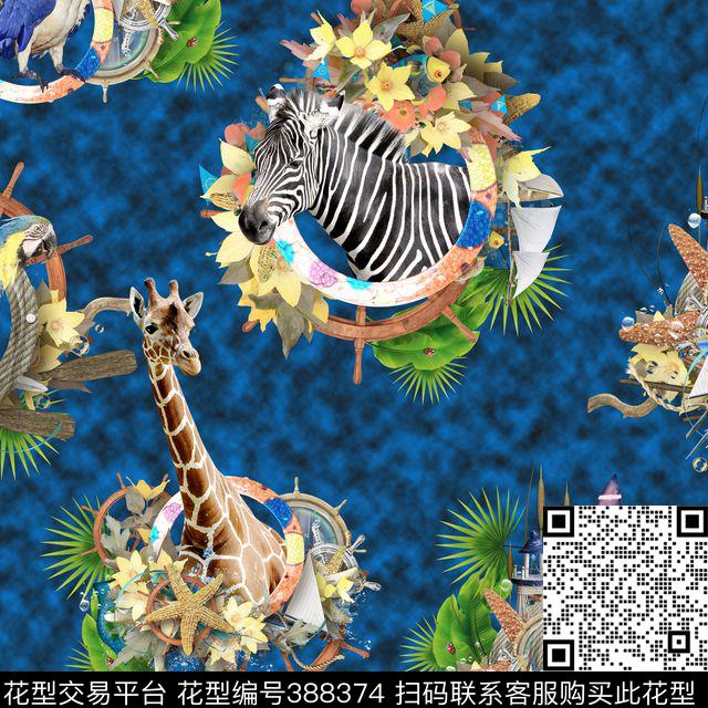 热带动物可爱动物数码印花华亿平台下载（图片编号: 388374） - 瓦栏（Walan）