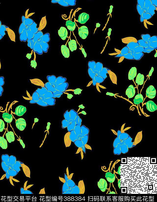 花卉欧美传统印花华亿平台下载（图片编号: 388384） - 瓦栏（Walan）