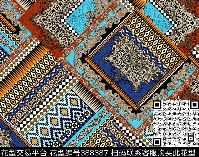 几何泳衣/内衣/服饰面料华亿平台传统印花华亿平台下载（图片编号: 388387） - 瓦栏（Walan）