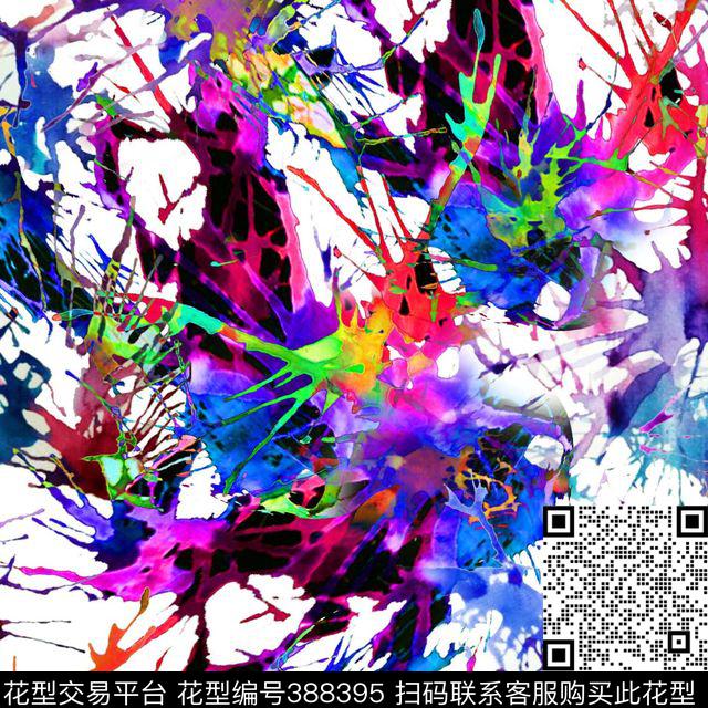 抽象色彩乔木南音-写意抽象数码印花华亿平台下载（图片编号: 388395） - 瓦栏（Walan）