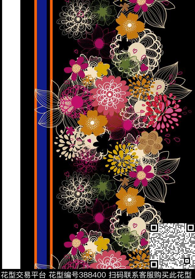 花卉条纹花卉篇传统印花华亿平台下载（图片编号: 388400） - 瓦栏（Walan）
