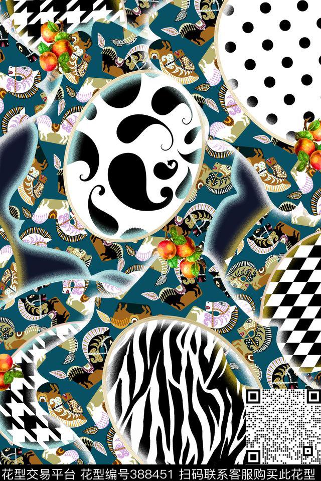 壁纸黑白马图数码印花华亿平台下载（图片编号: 388451） - 瓦栏（Walan）