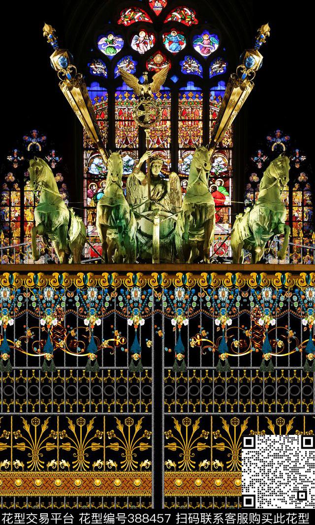 欧式雕塑条纹数码印花华亿平台下载（图片编号: 388457） - 瓦栏（Walan）