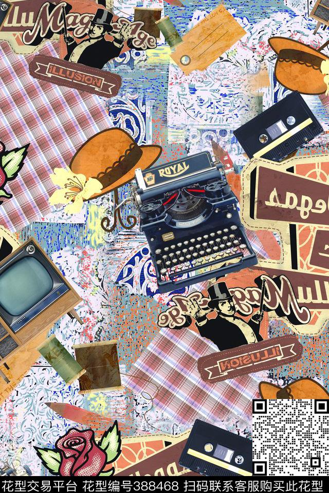 欧式几何拼接数码印花华亿平台下载（图片编号: 388468） - 瓦栏（Walan）