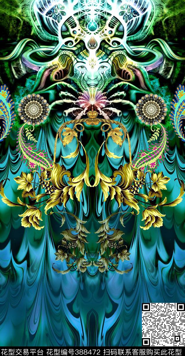 抽象人物花纹数码印花华亿平台下载（图片编号: 388472） - 瓦栏（Walan）