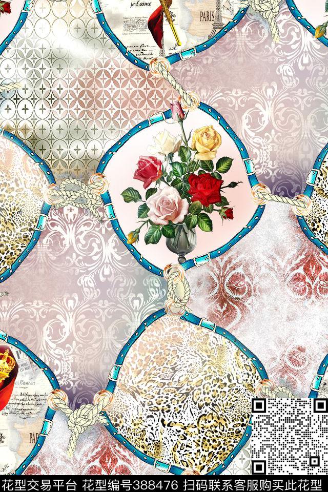 大牌豹纹花卉数码印花华亿平台下载（图片编号: 388476） - 瓦栏（Walan）