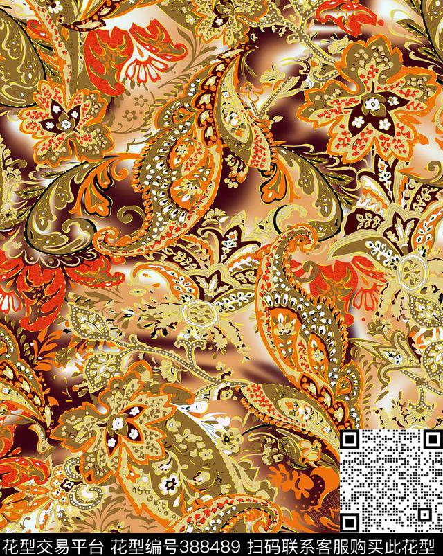 清新腰果抽象传统印花华亿平台下载（图片编号: 388489） - 瓦栏（Walan）