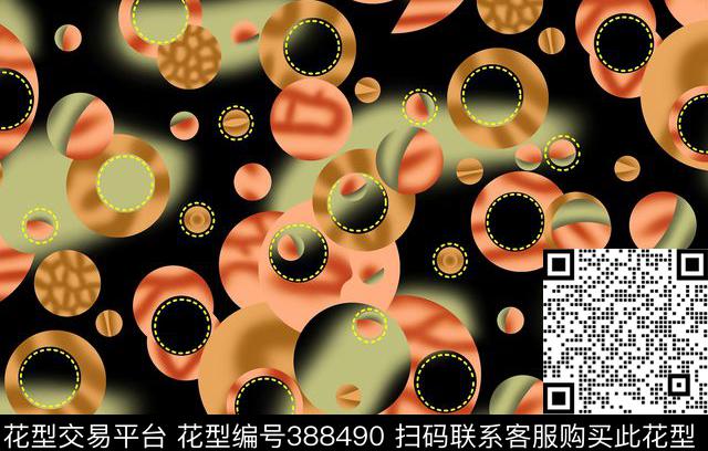 欧美圆形几何幻彩底传统印花华亿平台下载（图片编号: 388490） - 瓦栏（Walan）