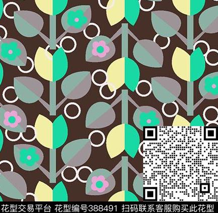 抽象清新花卉传统印花华亿平台下载（图片编号: 388491） - 瓦栏（Walan）