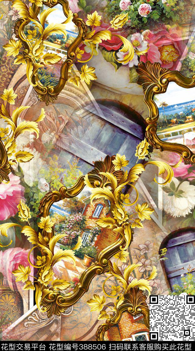 欧式宫廷油画金数码印花华亿平台下载（图片编号: 388506） - 瓦栏（Walan）