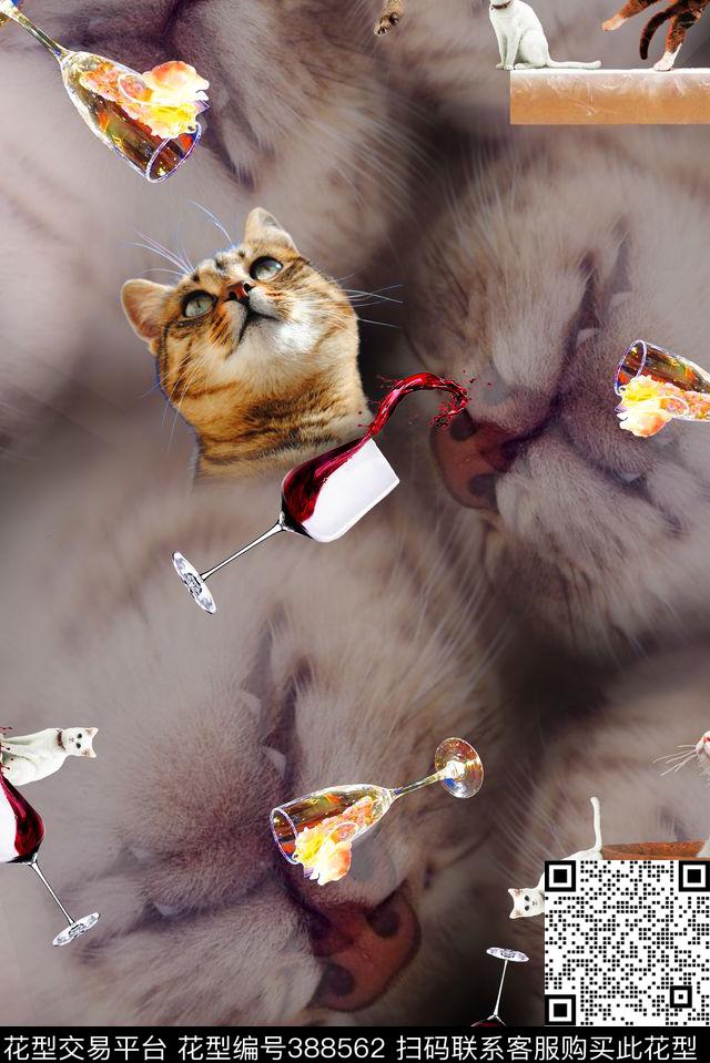 动物泳装猫咪数码印花华亿平台下载（图片编号: 388562） - 瓦栏（Walan）