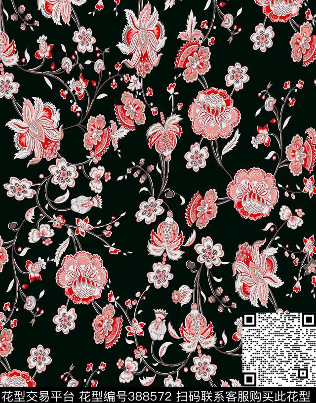 中国风花卉传统印花华亿平台下载（图片编号: 388572） - 瓦栏（Walan）