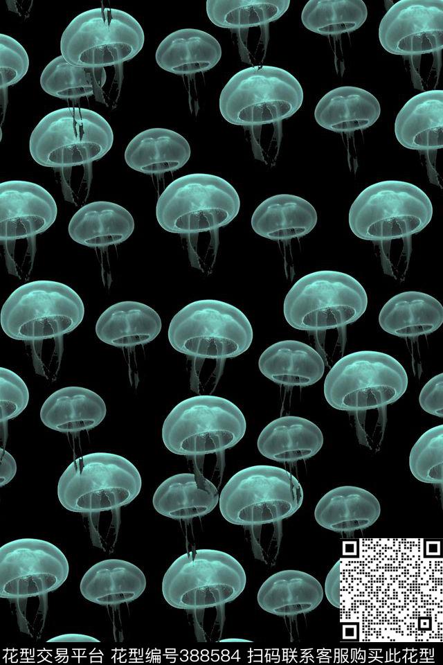 可爱男装波点水母数码印花华亿平台下载（图片编号: 388584） - 瓦栏（Walan）