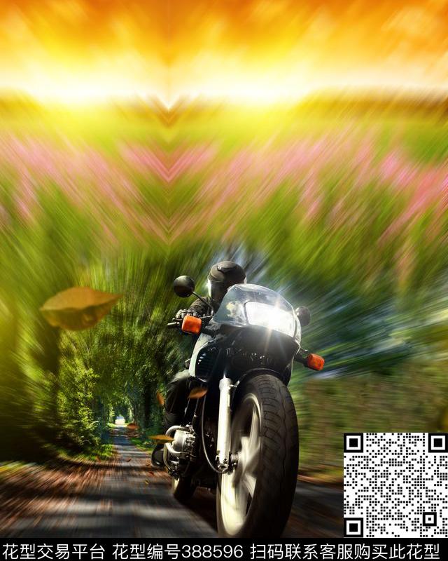 摩托车光线叶子数码印花华亿平台下载（图片编号: 388596） - 瓦栏（Walan）
