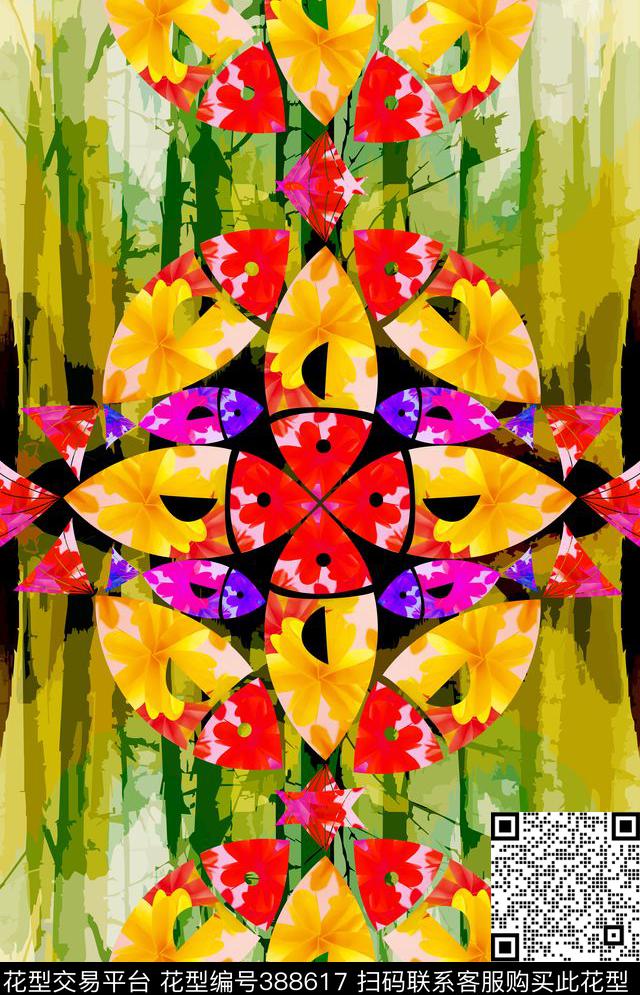 写意鱼动物印花数码印花华亿平台下载（图片编号: 388617） - 瓦栏（Walan）