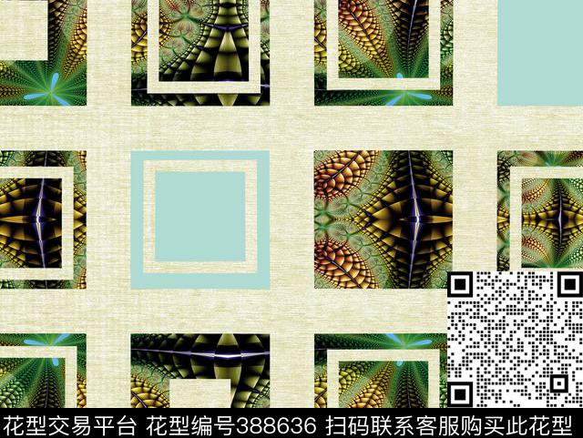定位格子花数码印花华亿平台下载（图片编号: 388636） - 瓦栏（Walan）