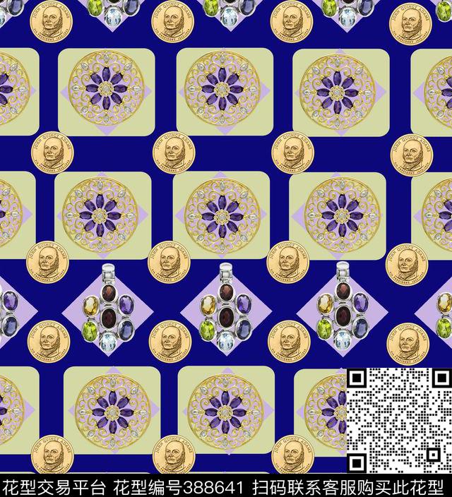 宝石复古头像数码印花华亿平台下载（图片编号: 388641） - 瓦栏（Walan）