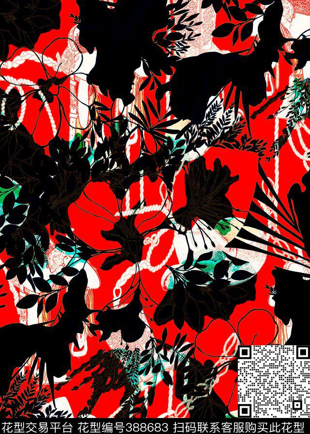 抽象花卉植物树叶传统印花华亿平台下载（图片编号: 388683） - 瓦栏（Walan）